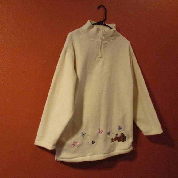 Scooby Doo Vintage 1999 Cartoon Network Woman Medium Cream Blue Pink Pullover - Picture 2 of 10